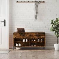 VidaXL Schoenenbank 102x35x55 cm bewerkt hout gerookt eikenkleurig - thumbnail