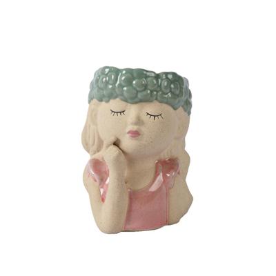 Bloempot Vrouw h10,6 groen/roze