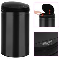 VidaXL Prullenbak met automatische sensor 40 l koolstofstaal zwart - thumbnail