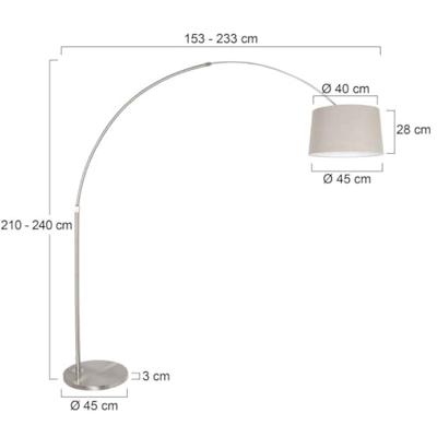 Steinhauer BooglampGramineus grijs met taupe lampenkap - 9676ST