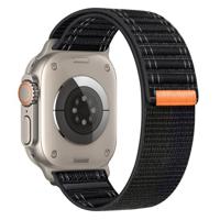 By Qubix - Nylon Wave band - Zwart - Compatible met Apple Watch 44mm / 45mm / 46mm / 49mm - Compatible Apple watch bandjes - thumbnail