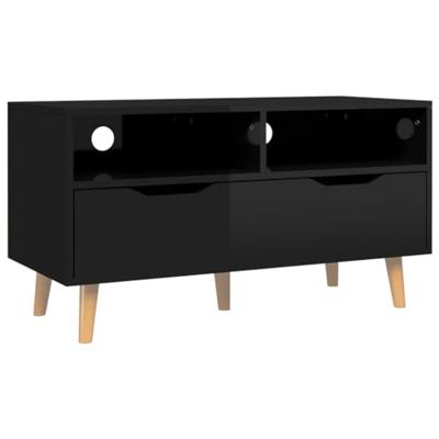 Tv-meubel 90x40x48,5 cm bewerkt hout hoogglans zwart Tv-meubel 90x40x48,5 cm bewerkt hout hoogglans zwart
