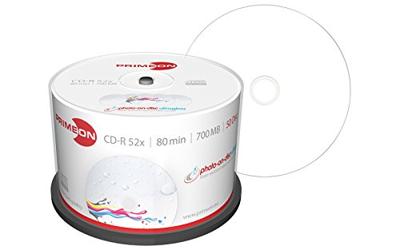 Primeon 2761109 CD-R 80 disc 700 MB 50 stuk(s) Spindel Bedrukbaar, Hoogglans opppervlak, Watervast, Onuitwisbaar Primeon 2761109 CD-R 80 disc 700 MB 50 stuk(s) Spindel Bedrukbaar, Hoogglans opppervlak, Watervast, Onuitwisbaar