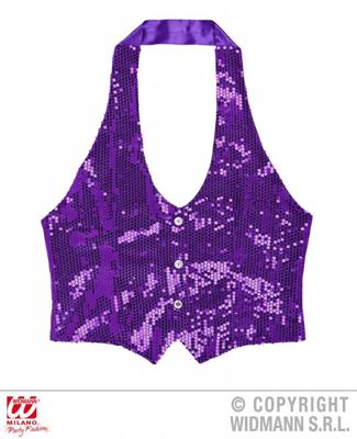Pailletten glittervest paars dame