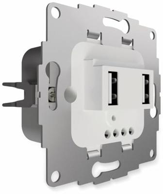 USB lader 2 poorten 19w 3.8A glanzend wit voor een 40mm diepe doos extra grote laad capaciteit