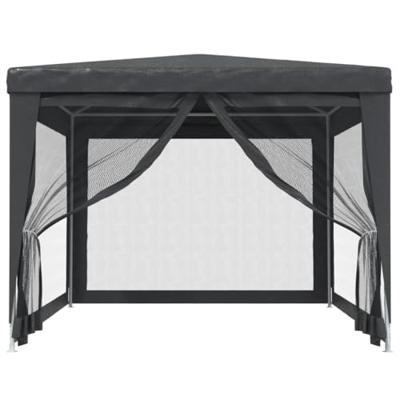 Partytent met 4 mesh zijwanden 3x4 m HDPE antracietkleurig