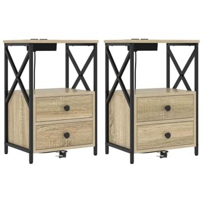 Nachtkastje 2 pcs Sonoma Eiken 40 x 31 x 60 cm Bewerkt hout