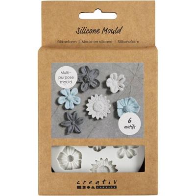 Creativ Company Siliconen vormen, bloem, h: 0,5 cm, l: 1,5-2,5 cm, 1 stuk