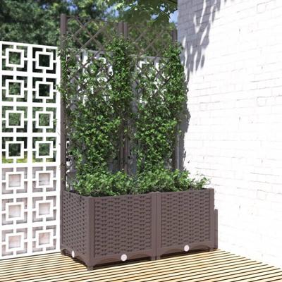 VidaXL Plantenbak met latwerk 80x40x136 cm polypropeen bruin