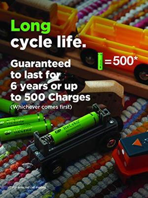 GP ReCyko + Paco 4 oplaadbare 2600 serie AA batterijen, NiMH, min. 2600 mAh 120.270AAHC-C4 Cranberry 4 x AA