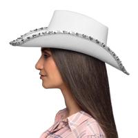 Hoed girls party cowboy hoed wit - thumbnail