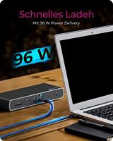 ICY BOX IB-DK8801-TB4 notebook dock & poortreplicator Bedraad Thunderbolt 4 Antraciet, Zwart - thumbnail