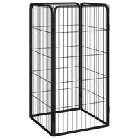 VidaXL Hondenkennel 4 panelen 50 x 100 cm gepoedercoat staal zwart - thumbnail