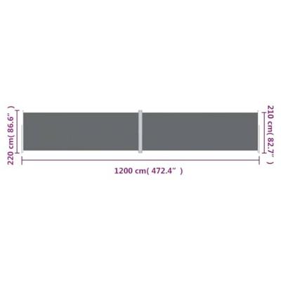 Windscherm uittrekbaar 220x1200 cm antracietkleurig Windscherm uittrekbaar 220x1200 cm antracietkleurig