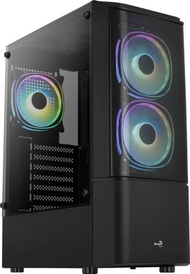 Aerocool quantum mesh v3 midi tower behuizing (zwart/grijs | 3x usb-a | rgb | window)
