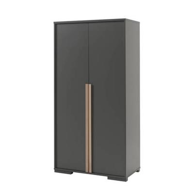 Vipack 2-deurs kledingkast Londen - antraciet - 195,2x98,4x56 cm - Leen Bakker