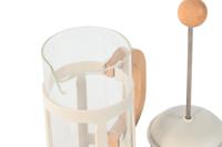 Koffiepot met Zuiger Home ESPRIT Wit Natuurlijk Roestvrij staal Polypropyleen 350 ml 13 x 8 x 19 cm - thumbnail