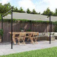 Pergola met uitschuifbaar dak 589x292x230 crèmekleurig - thumbnail