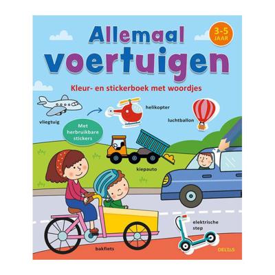 Kleur En Stickerboek Met Woordjes - Allemaal Voertuigen (3-5 Jaar)