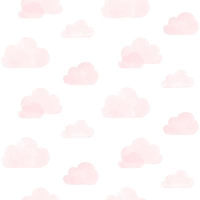 Dutch Wallcoverings Joy - Wolken - Wit/Roze