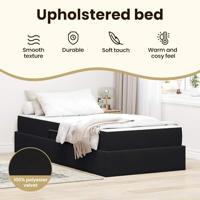 Opbergbed met matras met matras Zwart 90 x 190 cm Fluweel - thumbnail