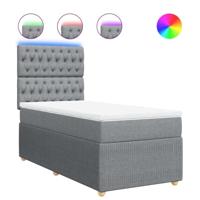 Boxspring met matras stof lichtgrijs 90x190 cm - thumbnail