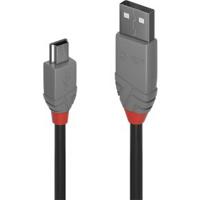 LINDY 36723 USB-kabel USB 2.0 USB-A stekker, USB-mini-B stekker 2.00 m Zwart, Grijs - thumbnail