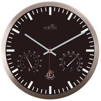 NeXtime NE-90513ZW Wandklok + Weerstation 25cm Zwart RC Aluminium - thumbnail