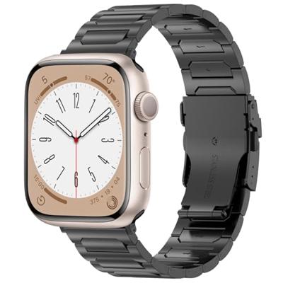 By Qubix - Titanium H-type schakelband - Zwart - Compatible met Apple Watch 38mm / 40mm / 41mm / 42mm - Compatible Apple watch bandjes