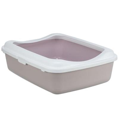 TRIXIE KATTENBAK CLASSIC MET RAND LILA / WIT 37X48X15 CM