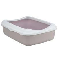 TRIXIE KATTENBAK CLASSIC MET RAND LILA / WIT 37X48X15 CM - thumbnail