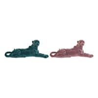 Decoratieve figuren DKD Home Decor Groen Roze Leeuw 26,5 x 9 x 11 cm (2 Stuks) (2 Onderdelen) - thumbnail