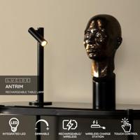 Lucide ANTRIM - Oplaadbare Bureaulamp Binnen/Buiten - Accu/Batterij - LED Dimb. - 1x2,2W 2700K - IP54 - Met draadloos oplaadstation - Zwart - thumbnail