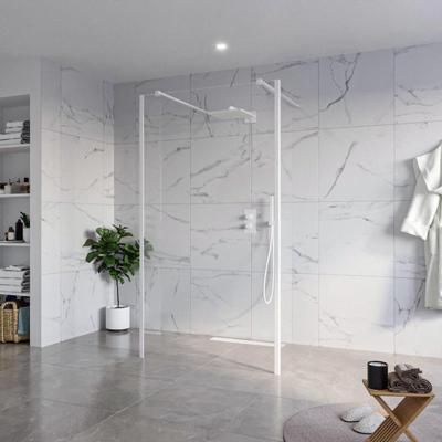 Fortifura Galeria Vrijstaande Inloopdouche - 110x200cm - Helder - antikalk - 8mm veiligheidsglas - 2 zijwanden 40cm - wandsteunen en hoekprofielen - Wit mat SW927768 2x/SW915250/SW797911 2x/SW541264 2x