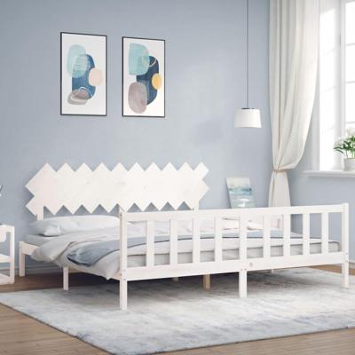 Bedframe zonder matras massief grenenhout wit 200x200 cm