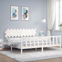 Bedframe zonder matras massief grenenhout wit 200x200 cm - thumbnail