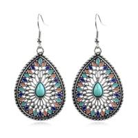Druppelvormige Bohemian multicolor oorbellen met turquoise - thumbnail