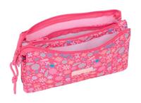 Pennenetui met 3 vakken Safta Feeling Roze 22 x 12 x 3 cm - thumbnail