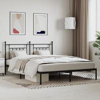 Bedframe met hoofdbord metaal zwart 160x200 cm - thumbnail