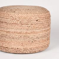 LABEL51 Poef gevlochten jute naturel - thumbnail