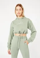 Couture Club Essentials Signature Tie Hem Hoodie Dames Groen - Maat M - Kleur: Groen | Soccerfanshop - thumbnail