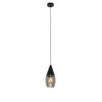 QAZQA Moderne hanglamp zwart met smoke glas - Drop - thumbnail