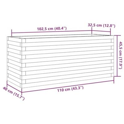 Plantenbak 110x40x45,5 cm massief grenenhout wit