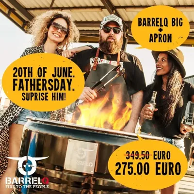 Olievat barbecue 200L + barbecueschort COMBI DEAL