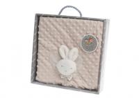 Gamberritos babydeken met knuffelkonijn 75 x 100 cm beige - thumbnail