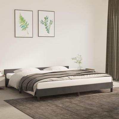 Bedframe met hoofdeinde fluweel donkergrijs 200x200 cm Bedframe met hoofdeinde fluweel donkergrijs 200x200 cm