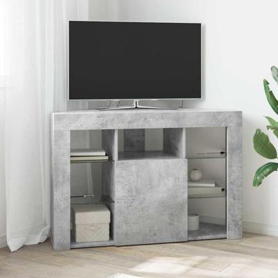Hoek LED TV Kast Beton Grijs 103 x 40 x 68 cm Bewerkt hout