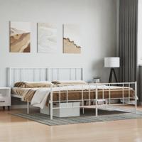 Bedframe met hoofd- en voeteneinde metaal wit 200x200 cm - thumbnail