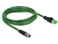 Delock Netwerkkabel M12 4 Pin D-gecodeerd naar RJ45 stekker PVC 2 m - thumbnail