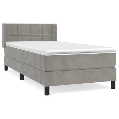 Boxspring met matras fluweel lichtgrijs 90x190 cm